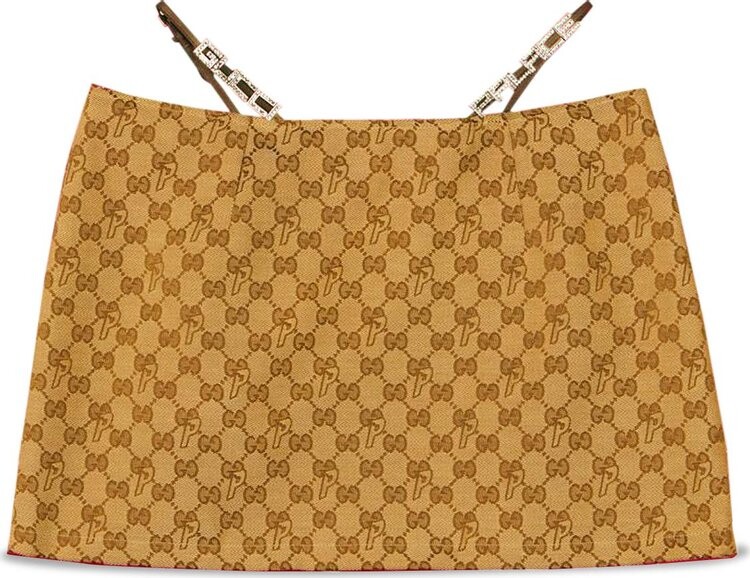 

Юбка Gucci x Palace Canvas Mini Skirt With Lace And Crystal Details Beige, бежевый
