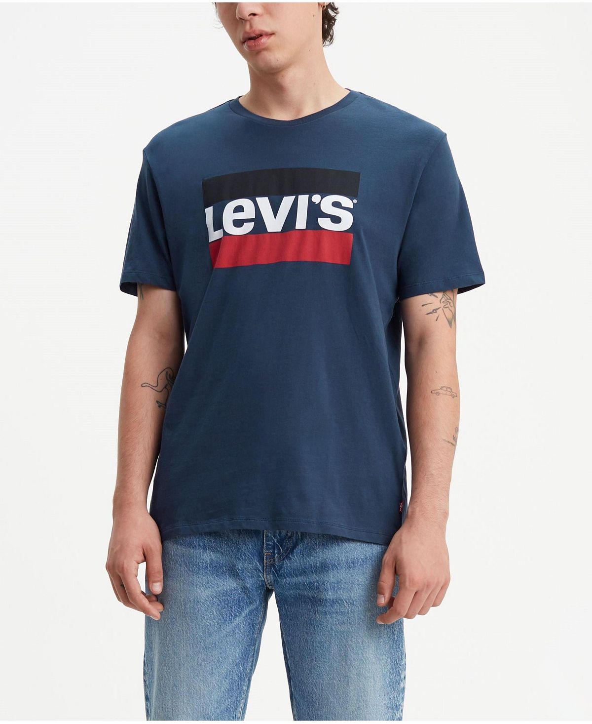 цена Мужская спортивная футболка с круглым вырезом и логотипом Levi's, мульти