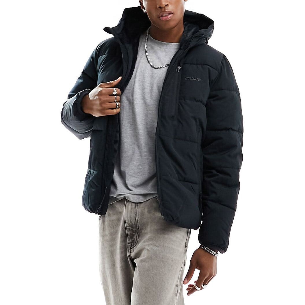 

Куртка Hollister Wide Channel Cozy Hooded, черный