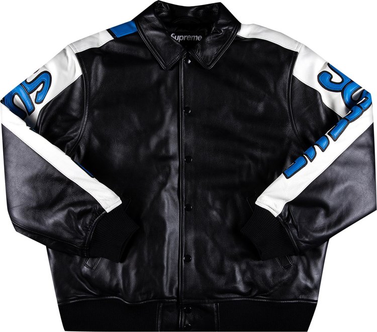 Supreme Leather Varsity Jacket スタジャン L 黒 - レザー