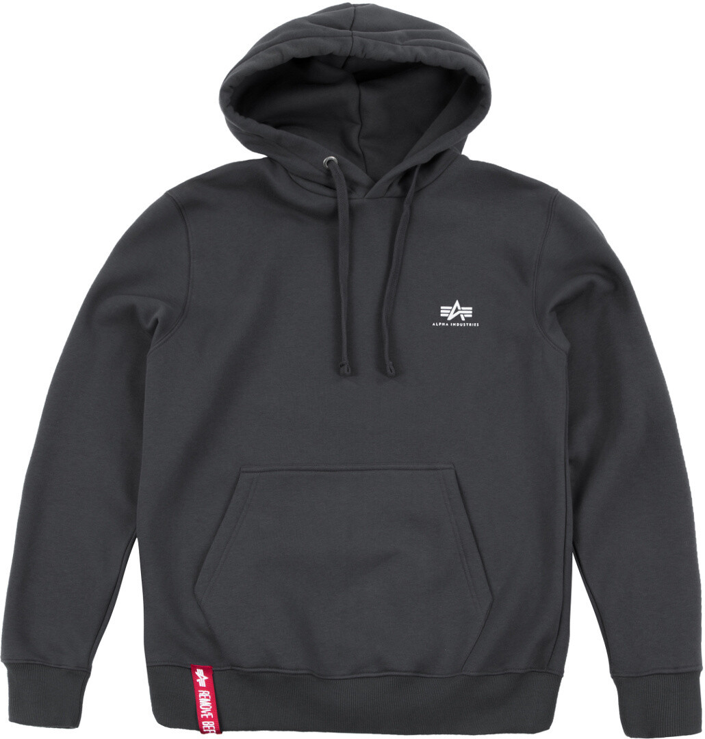 

Кофта Alpha Industries Alpha Basic Small Logo с капюшоном, черный/серый