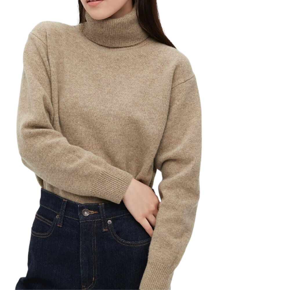 

Джемпер Uniqlo Lambswool Turtleneck, бежевый