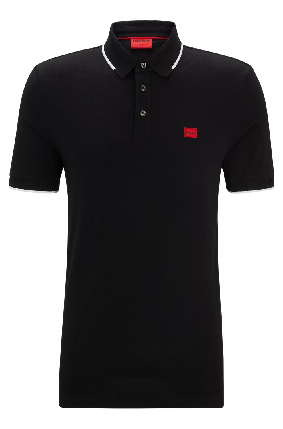 

Футболка поло Hugo Cotton-piqué Slim-fit With Red Logo Label, черный