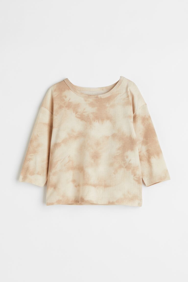 

Топ из хлопкового джерси H&M, бежевый/тай-дай