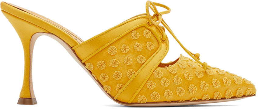 

Желтые туфли без задника Powelmu Manolo Blahnik