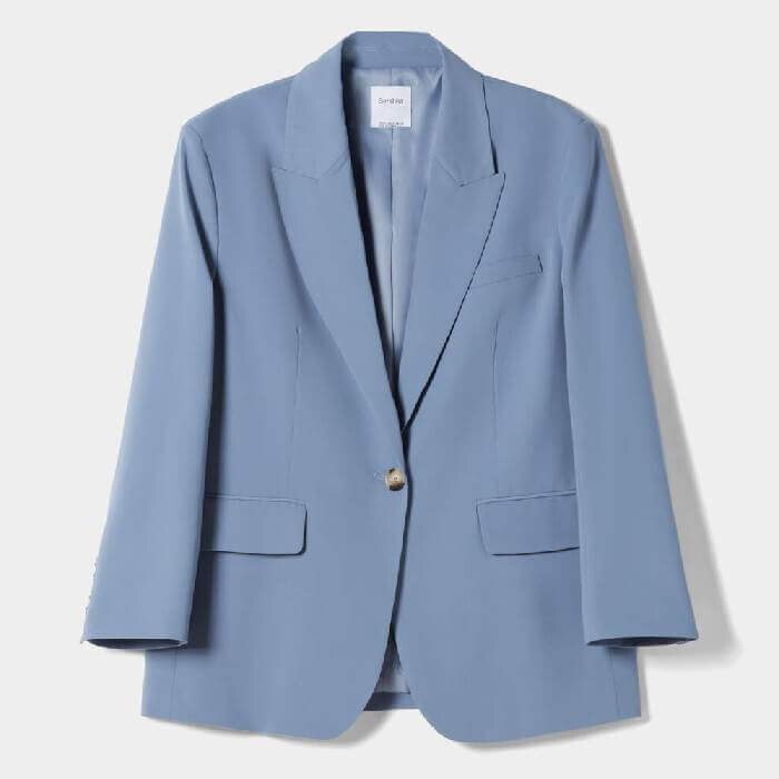 

Блейзер Bershka Oversize Tailored Masculine Cut, серый