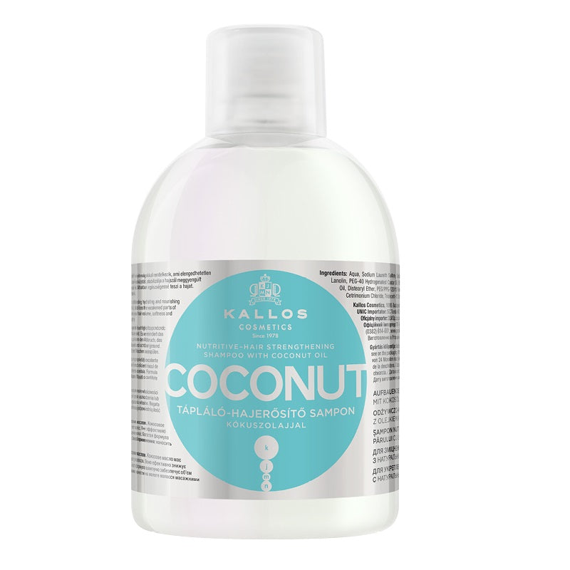 Kallos KJMN Coconut Nutritive-Hair Strengthening Shampoo питательный и укрепляющий шампунь для волос 1000мл шампунь с кокосовым маслом для густых и вьющихся волос с кокосовым маслом maui moisture curl quench