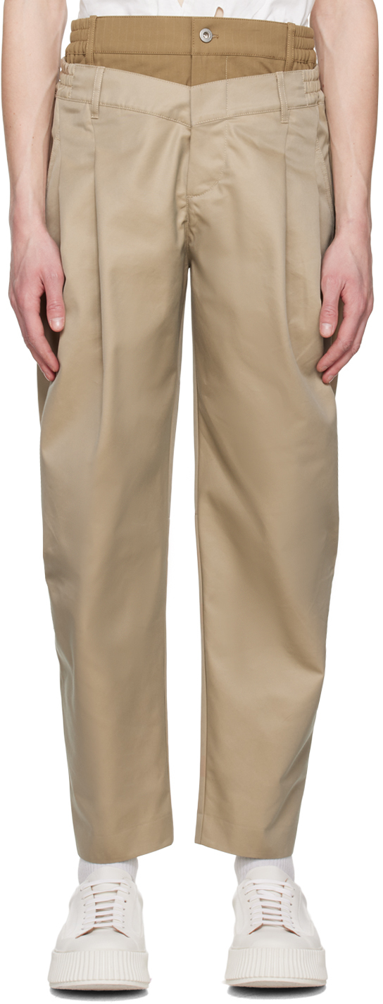 цена SSENSE Эксклюзивные брюки цвета хаки Feng Chen Wang
