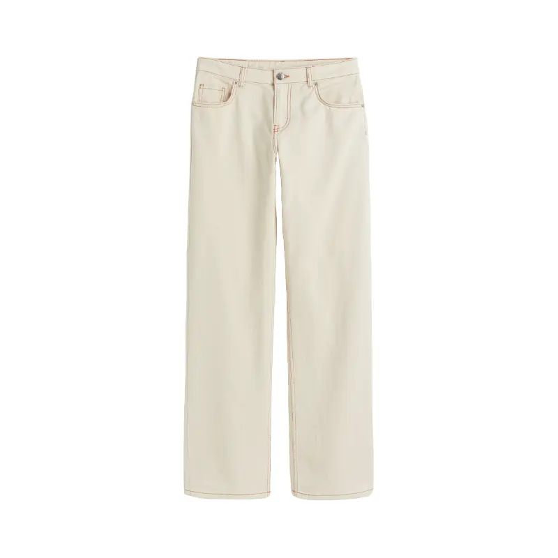 

Брюки H&M Wide-leg Twill, светло-бежевый