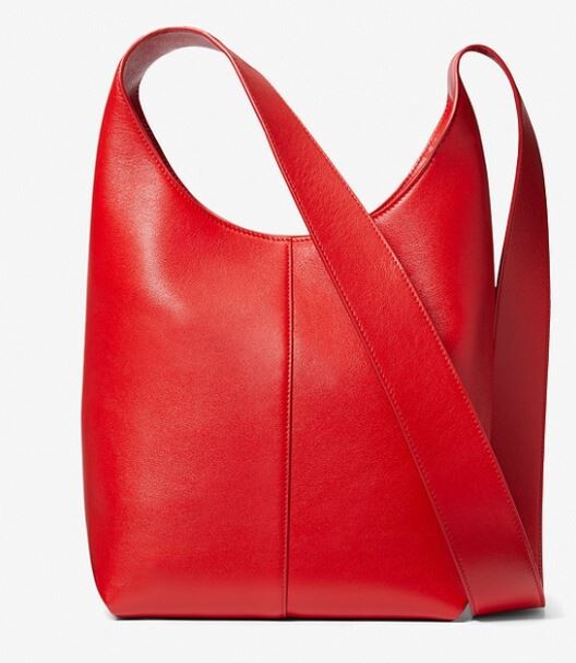 

Сумка-хобо кожаная среднего размера Michael Kors Dede Medium Leather Hobo, красный