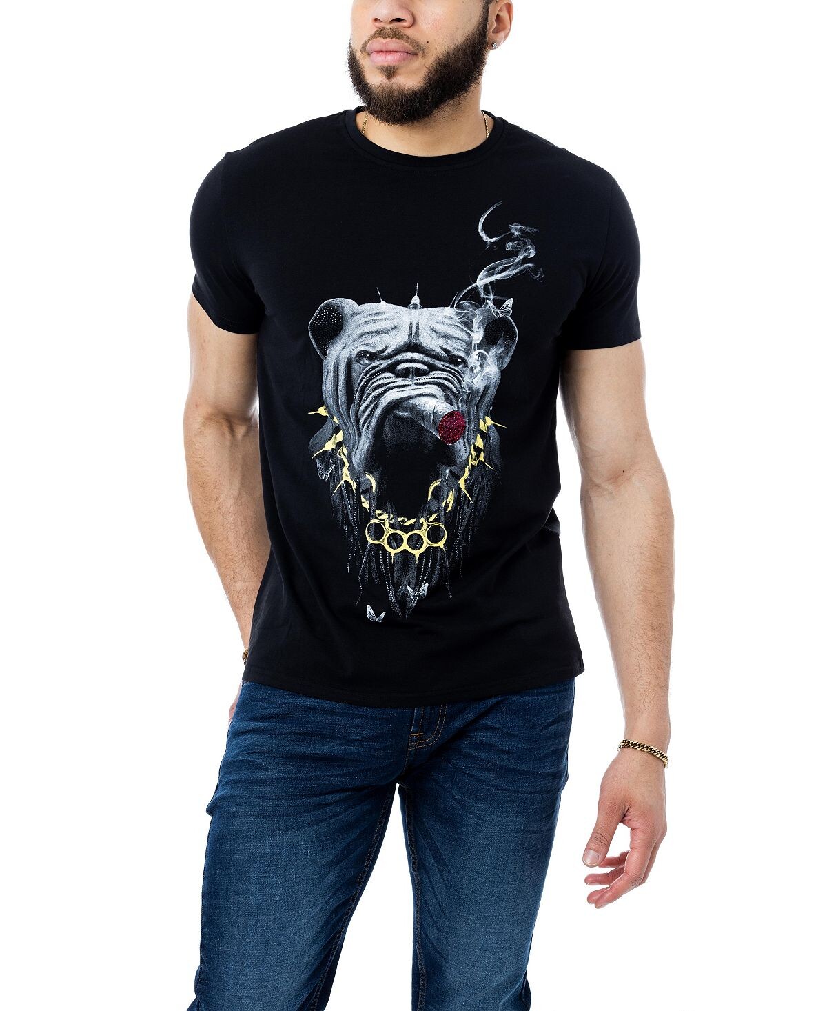 

Мужская футболка со стразами cigar bulldog X-Ray, черный