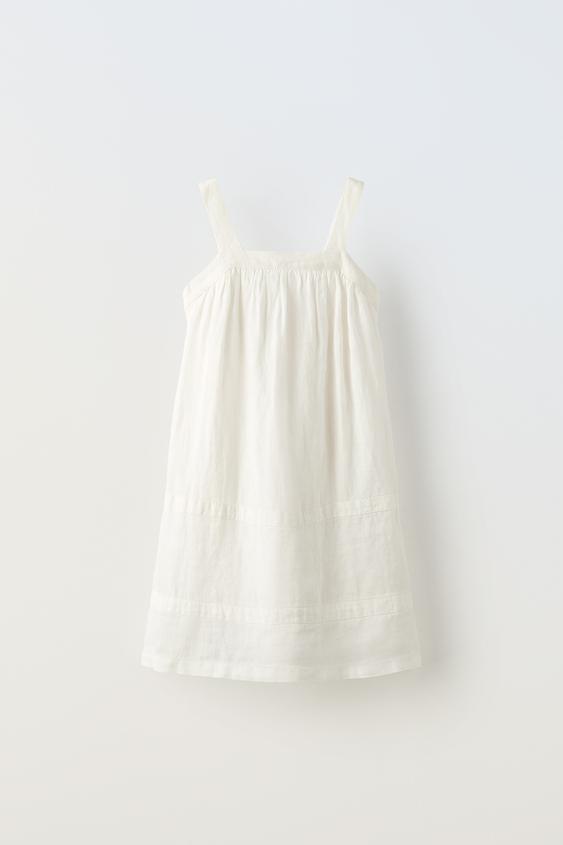 Платье детское Zara Strappy Linen, белый