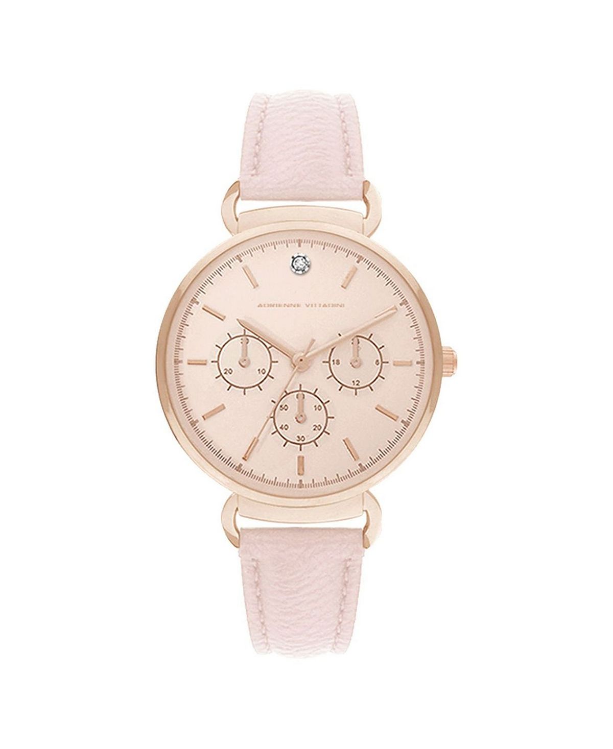 цена Женские часы с хронографом и румяным кожаным ремешком, 36 мм Adrienne Vittadini