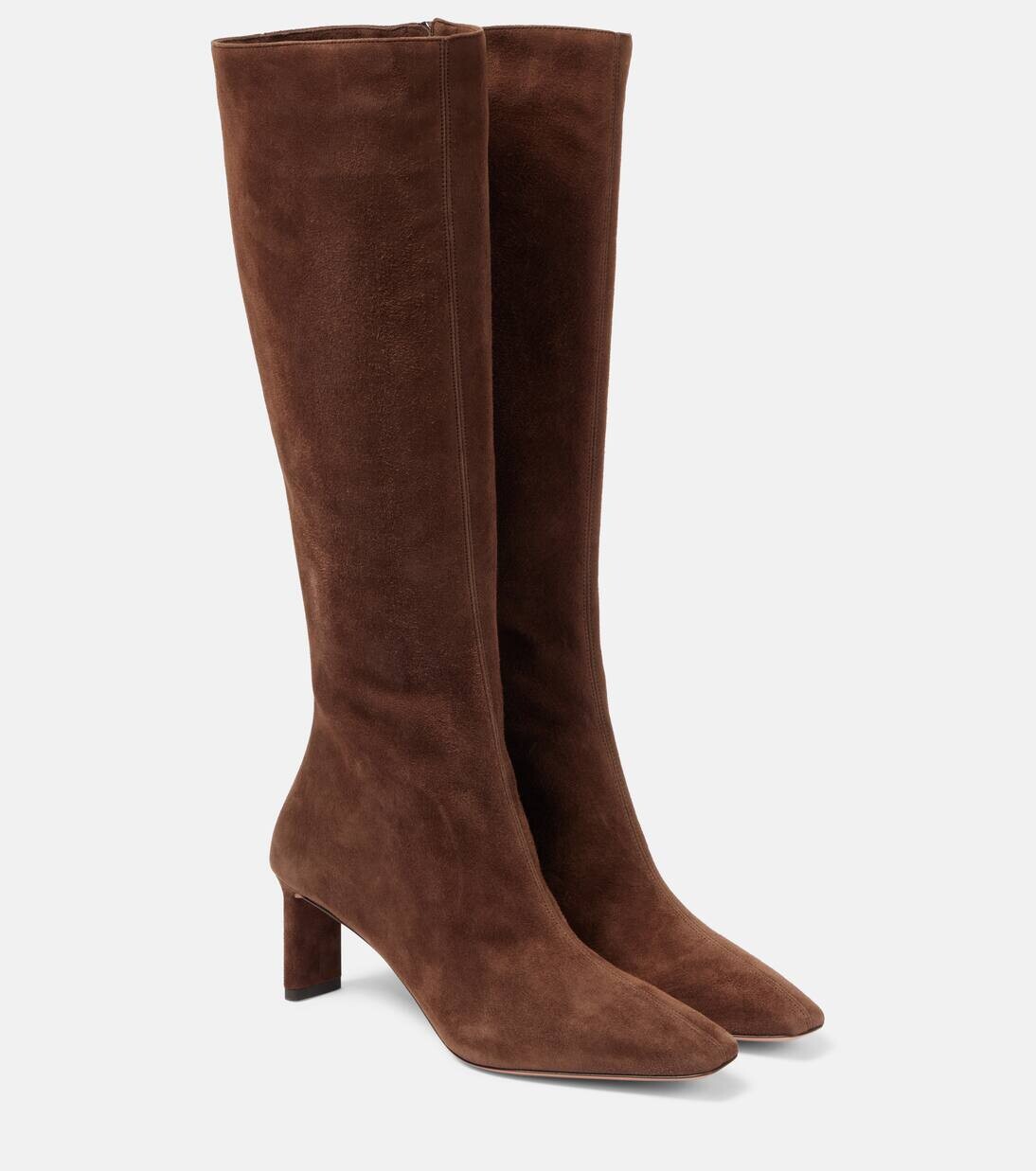 

Замшевые сапоги Zenn до колена Aquazzura, цвет espresso