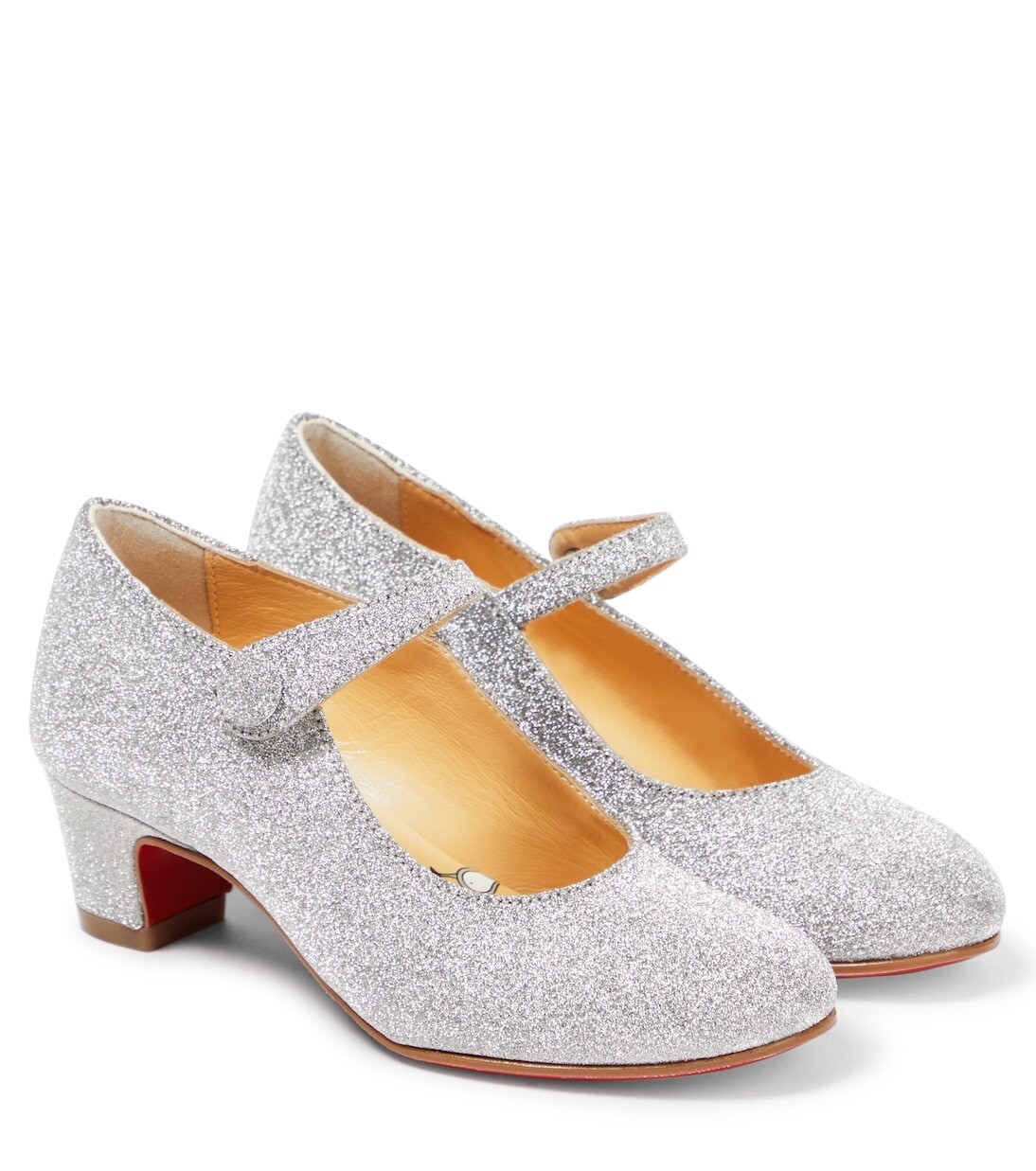 

Кожаные туфли мэри джейн с блестками betsina Christian Louboutin Kids, серебро