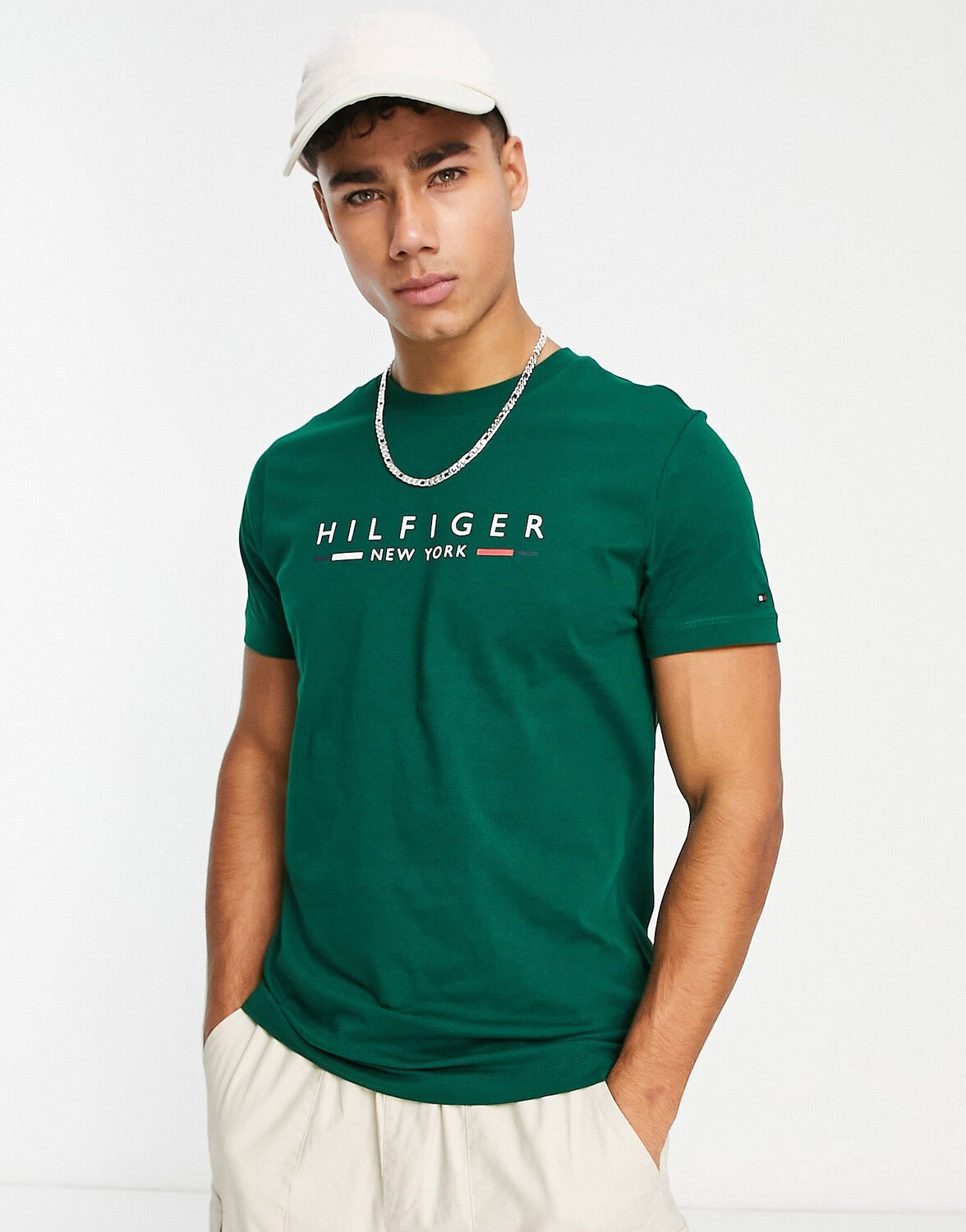 

Зеленая футболка с логотипом Tommy Hilfiger NY