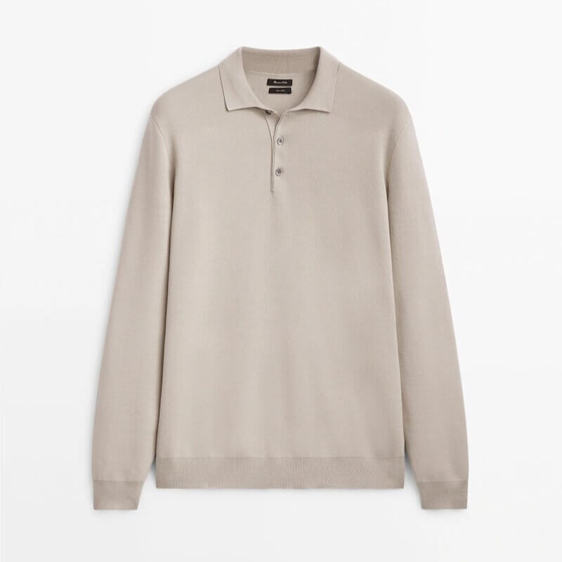 

Свитер Massimo Dutti Comfort Polo Collar Knit, темно-бежевый