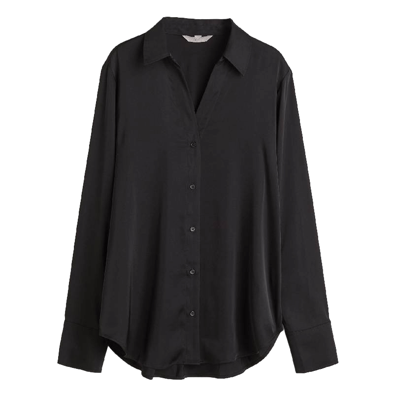 Блузка H&M V-neck, черный элегантная блузка на пуговицах disney модная свободная блузка с лацканами модная женская рубашка с длинными рукавами