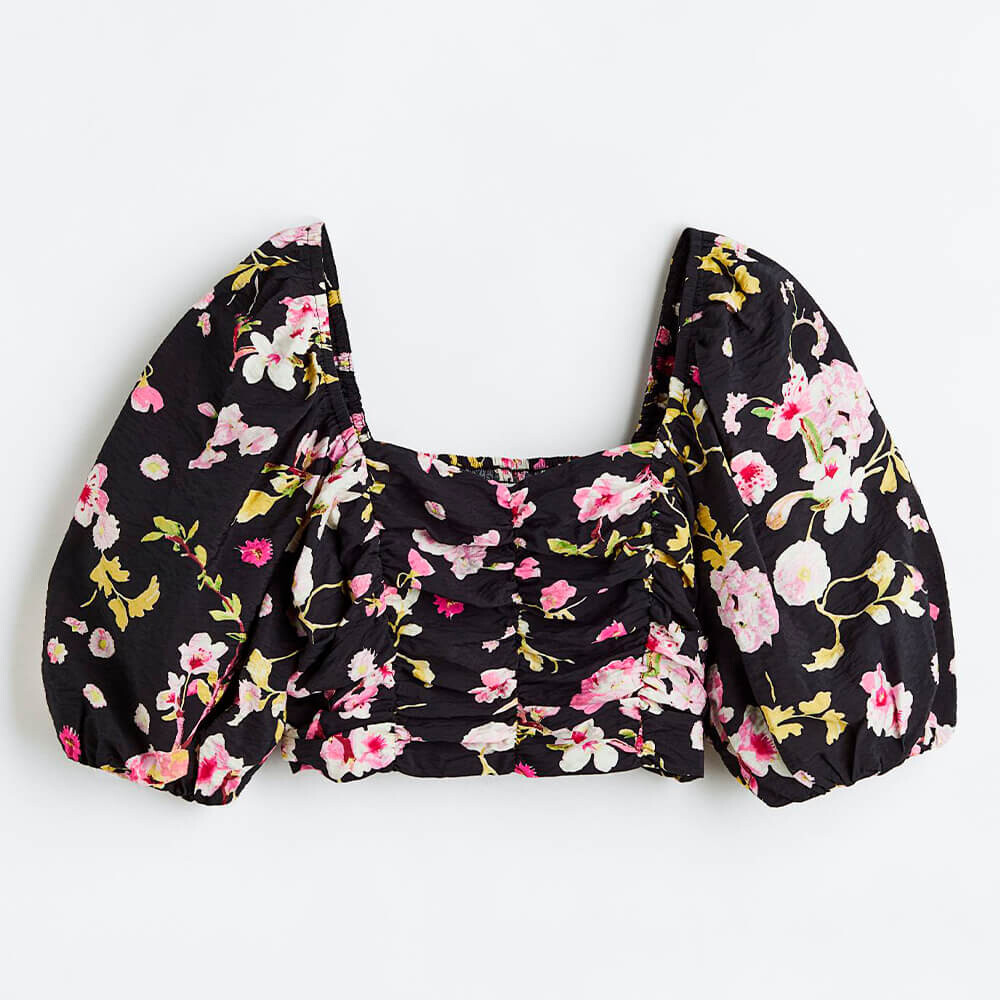 

Кроп-топ H&M Puff-sleeved, черный