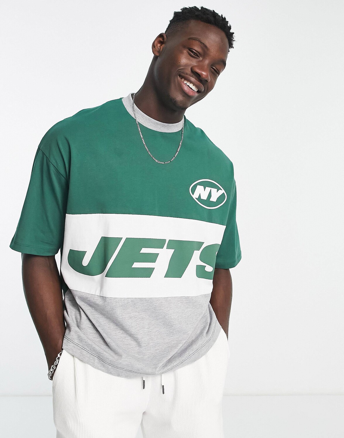 

Футболка оверсайз ASOS DESIGN с принтом NFL Jets покроя и шитья