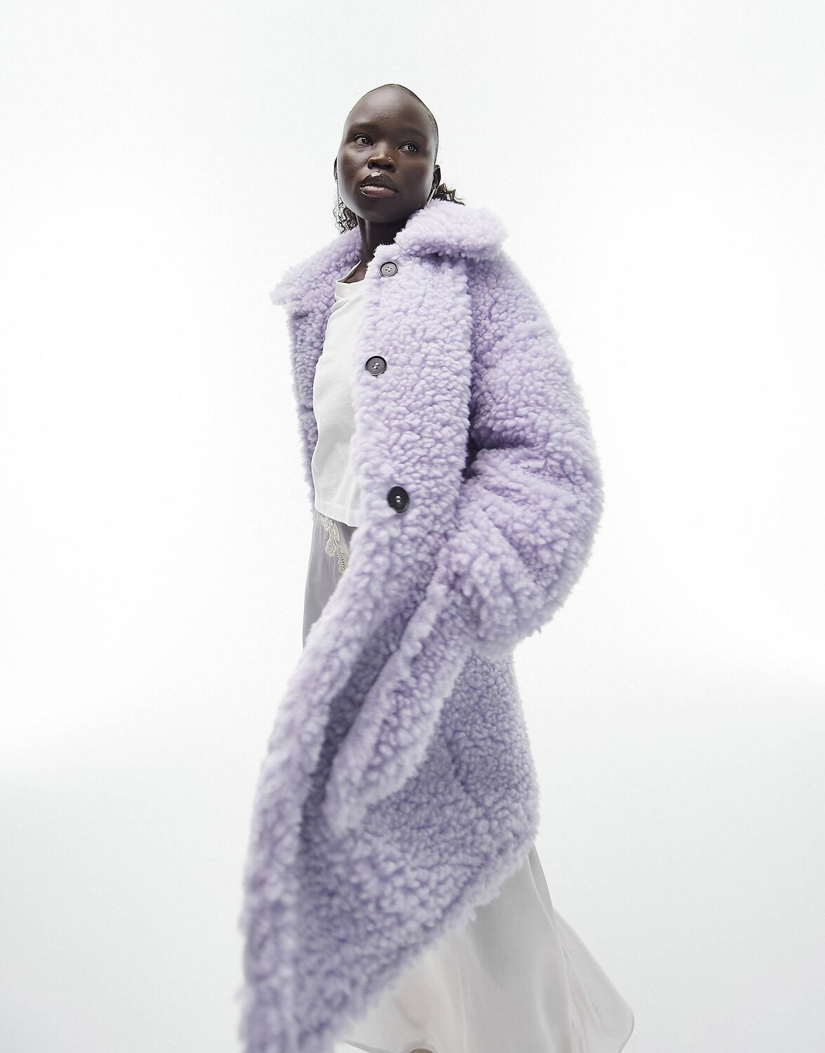

Сиреневое пальто Topshop Petite borg, Фиолетовый