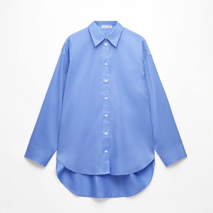 

Рубашка Oysho Oversize Easy-iron 100% Cotton, голубой