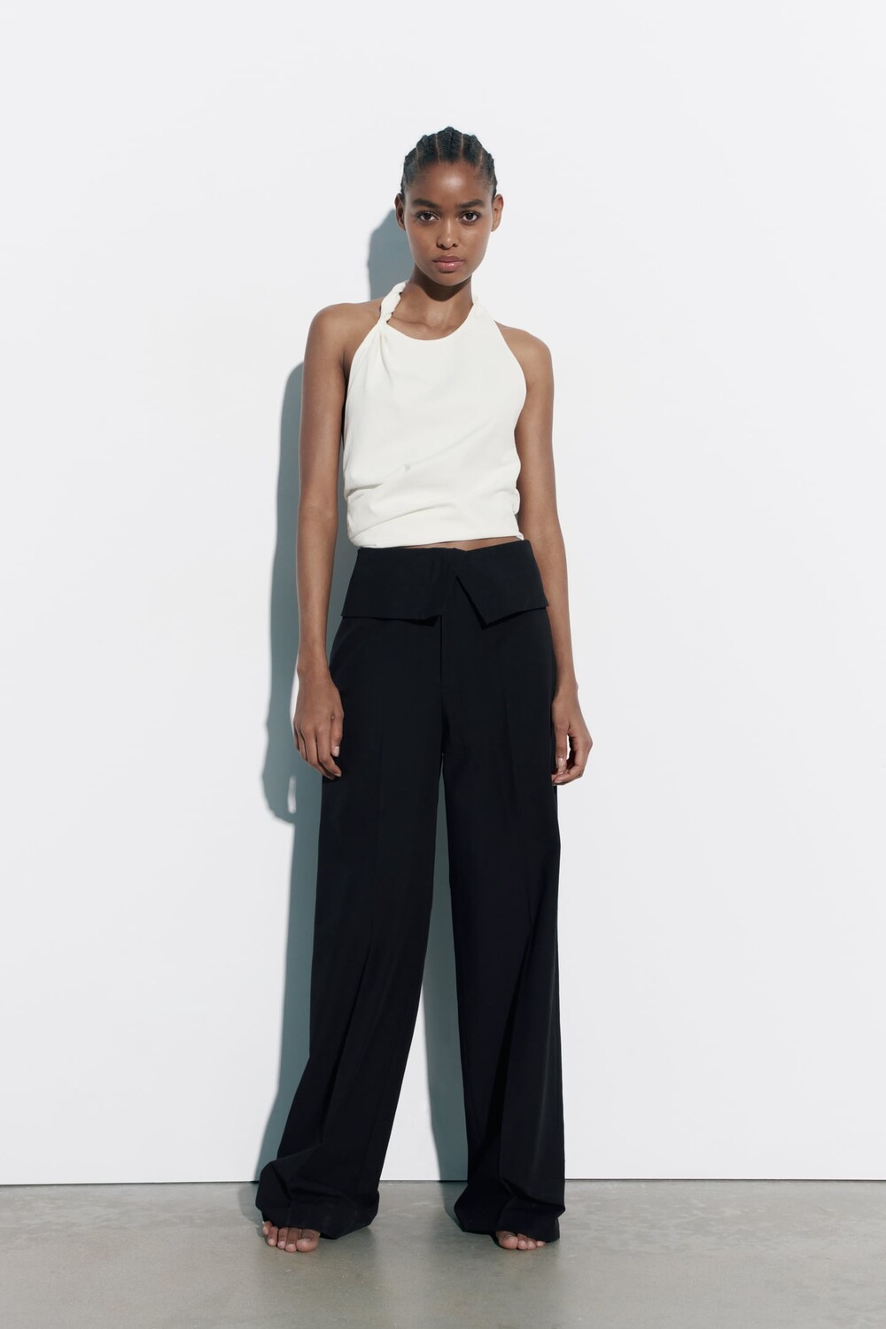

Льняный топ с открытой спиной ZARA, белый