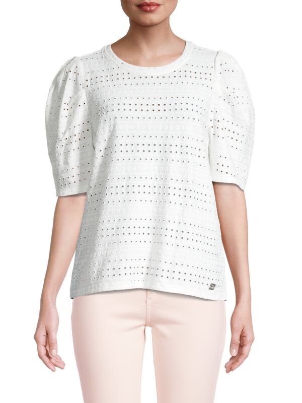 

Топ Calvin Klein с пышными рукавами и люверсами, soft white
