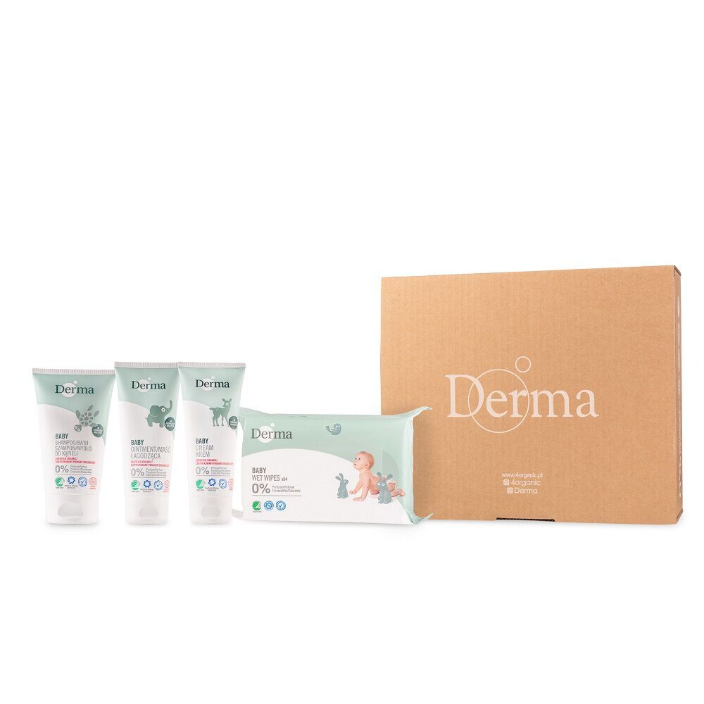 

Derma Eco Baby набор: успокаивающая мазь, 100 мл + крем для ухода, 100 мл + шампунь/мыло для ванн, 150 мл + влажные салфетки, 64 шт./1 упаковка.