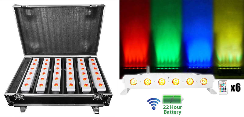 Rockville Best Strip 60 Pack White (6) Батарея Lights+Wireless DMX+Чехол для зарядки