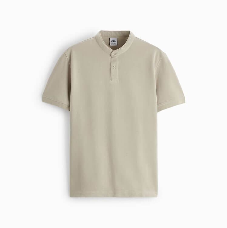

Поло Zara Textured Piqué, бежевый