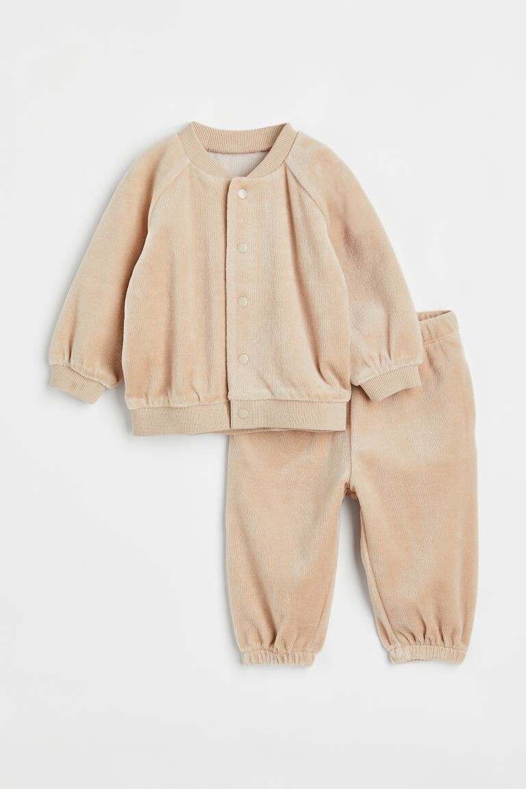 

Бархатный комплект из 2 предметов H&M, светло-бежевый