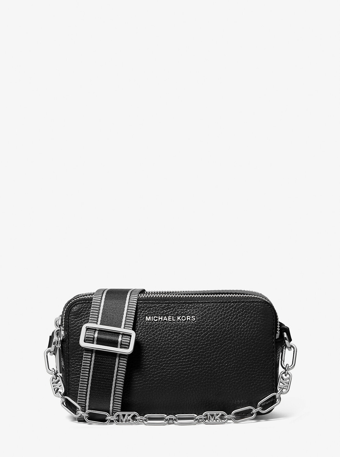 

Маленькая сумка для фотокамеры Jet Set из шагреневой кожи с двойной молнией Michael Kors, черный