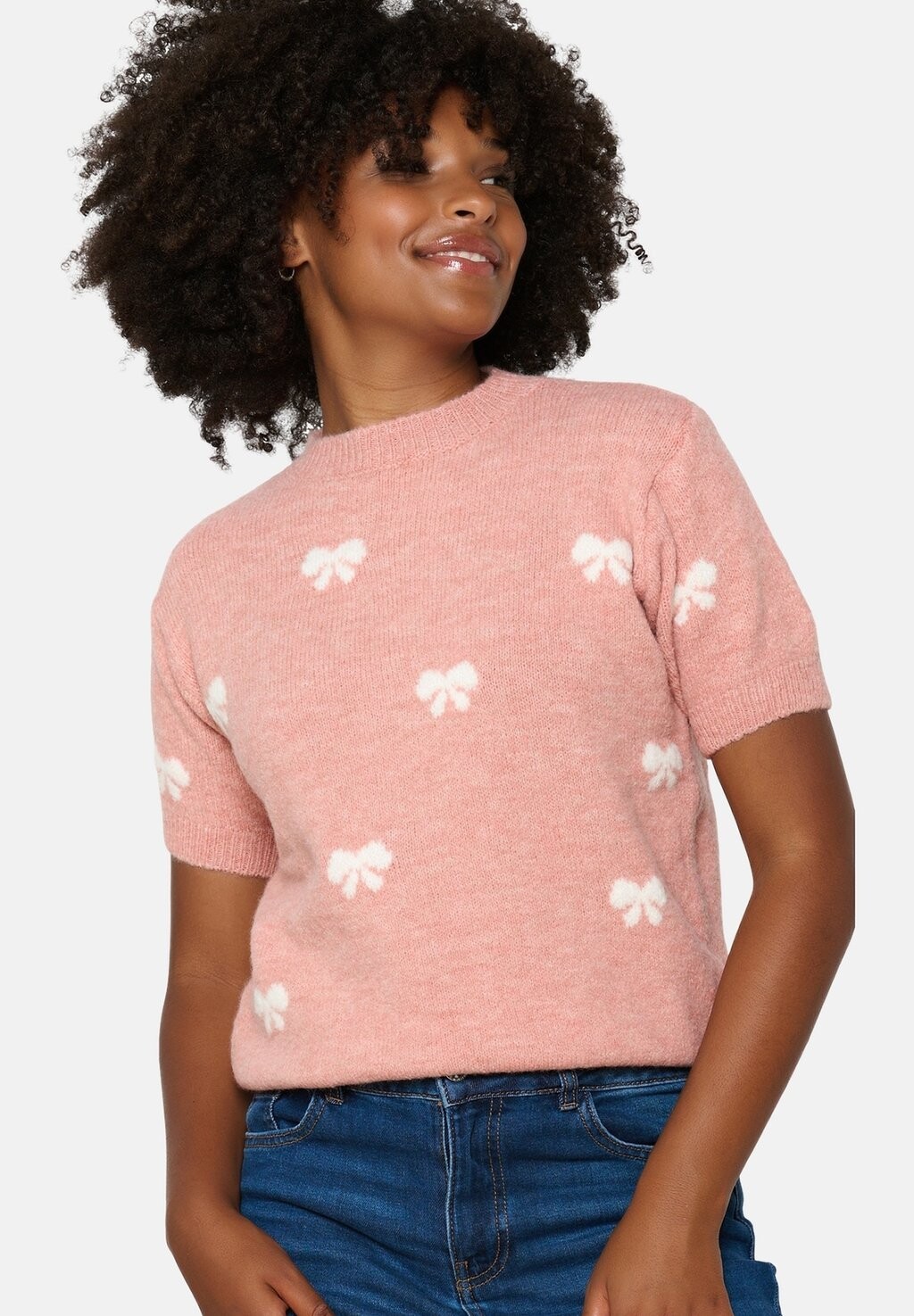 

Футболка с принтом SHORT-SLEEVED WITH BOWS LolaLiza, светло-розовый