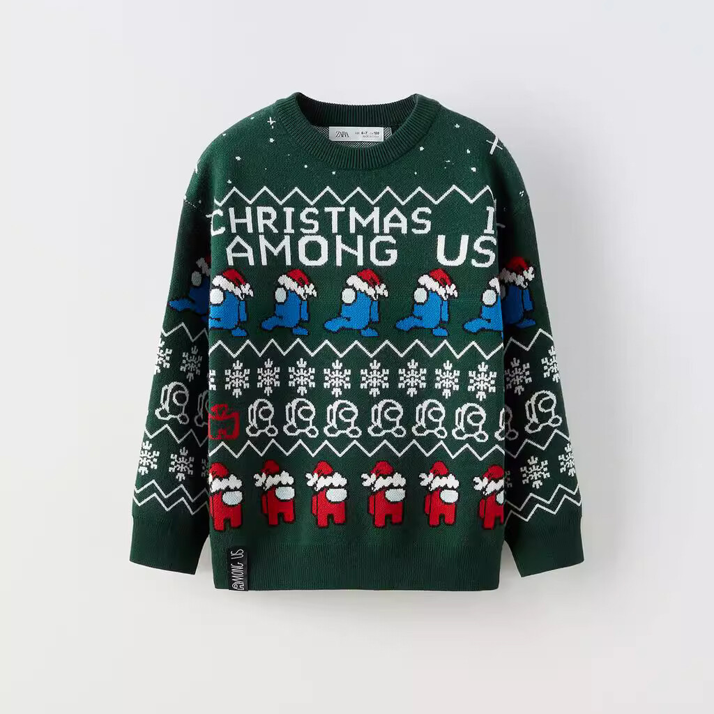 

Свитер Zara Among Us Printed, темно-зеленый