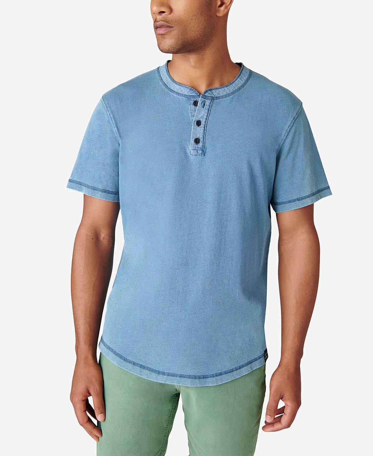 

Мужская футболка henley из джерси с короткими рукавами Lucky Brand, Синий