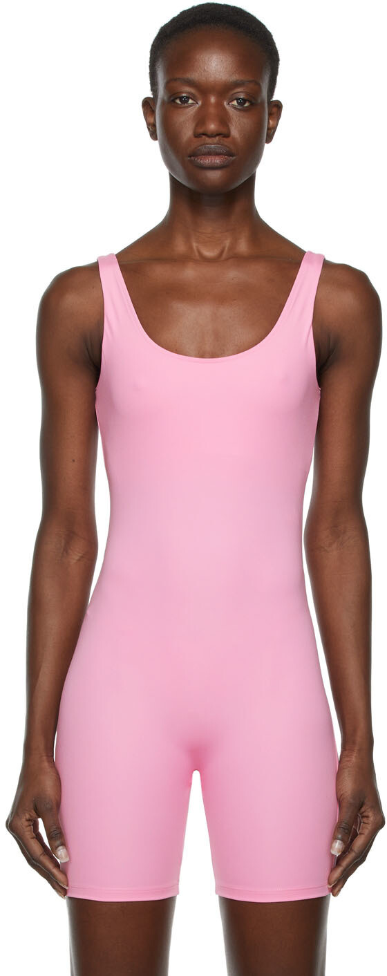 

Эксклюзивное розовое велосипедное боди SSENSE Girlfriend Collective