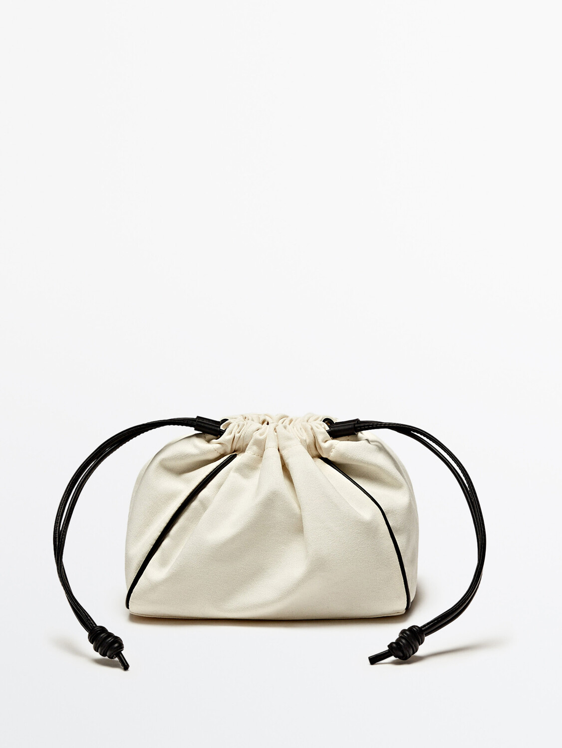 

Сумка с кожаными деталями Massimo Dutti, бежевый
