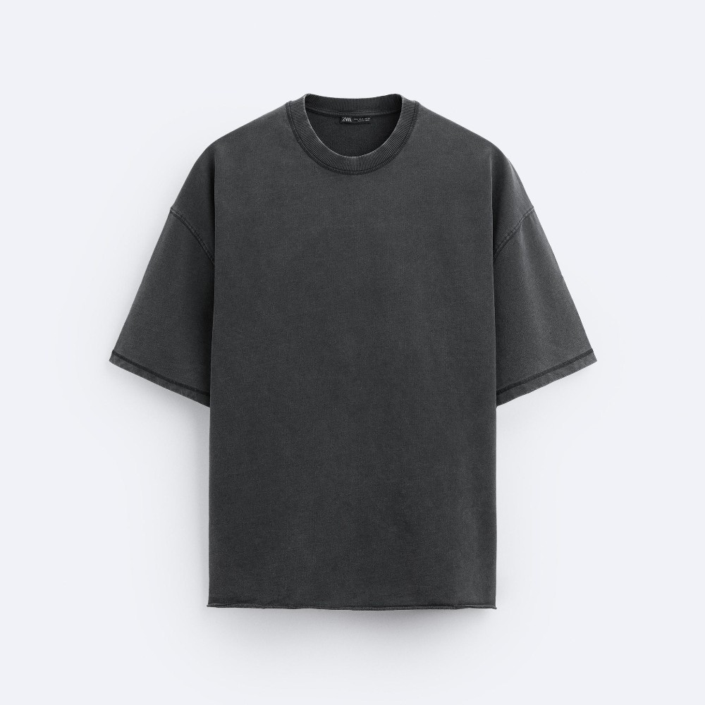 Футболка Zara Faded, черный футболка с принтом zara printed faded антрацитово серый