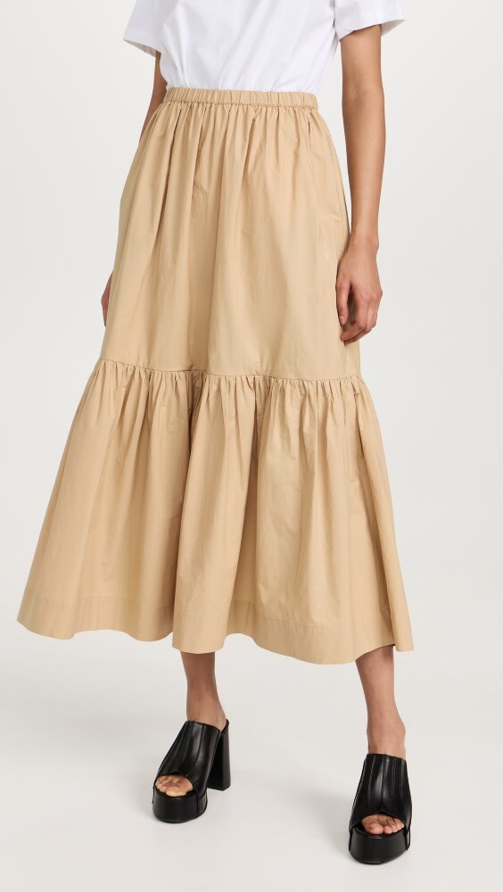 

Юбка GANNI Cotton Poplin Maxi Flounce