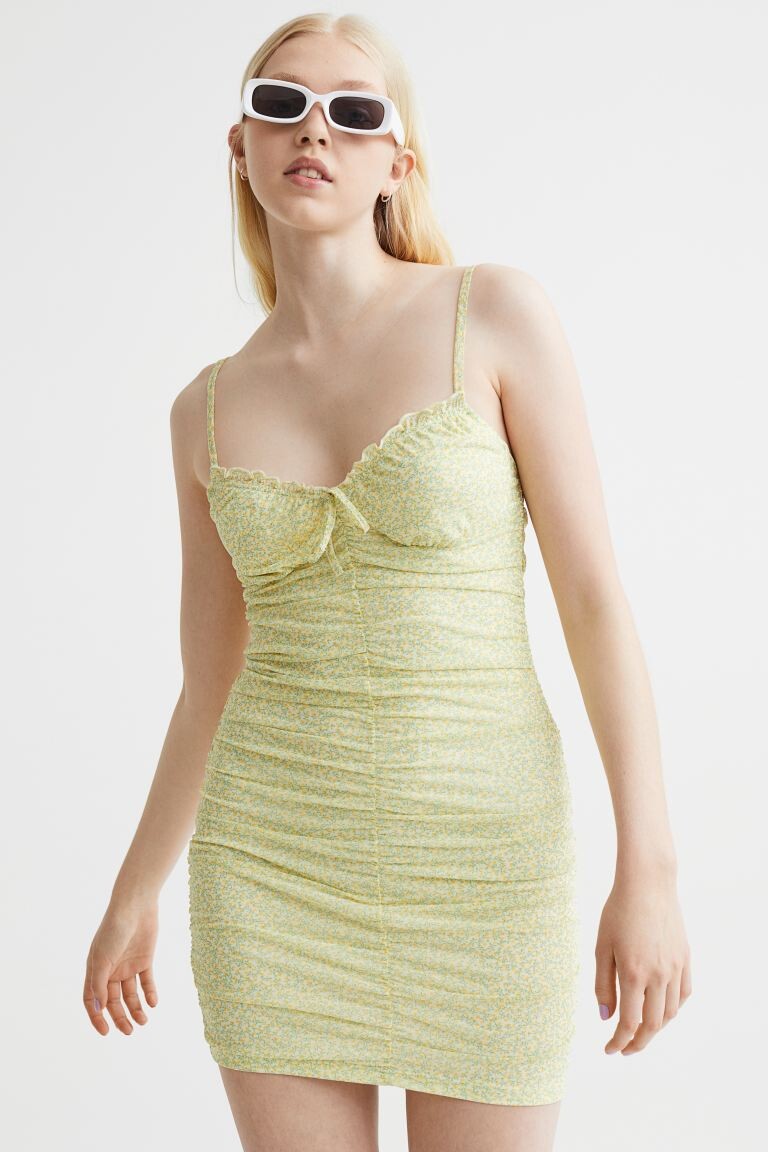 

Платье с драпировкой H&M, светло-желтый/маленькие цветы