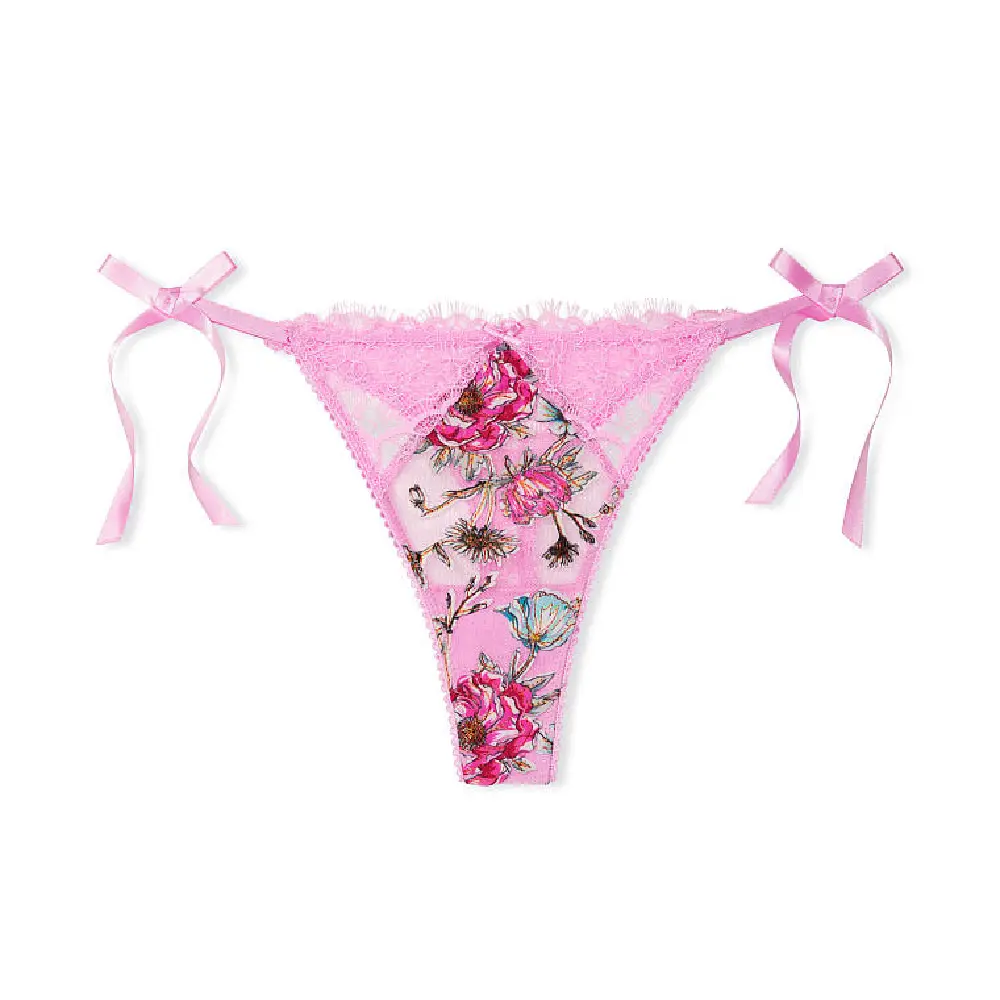 

Трусы Victorias Secret Dream Angels Floral Embroidery Side-Tie Thong, розовый