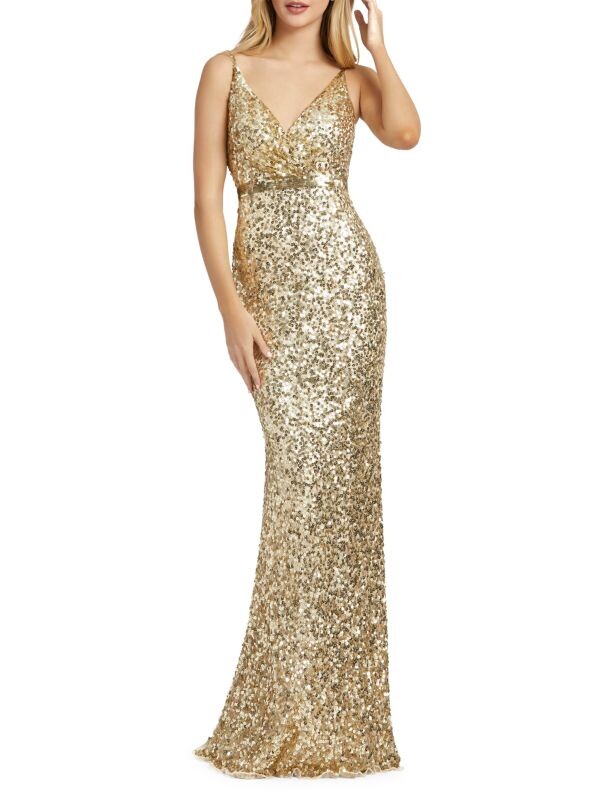 

Платье-футляр с пайетками Mac Duggal Gold