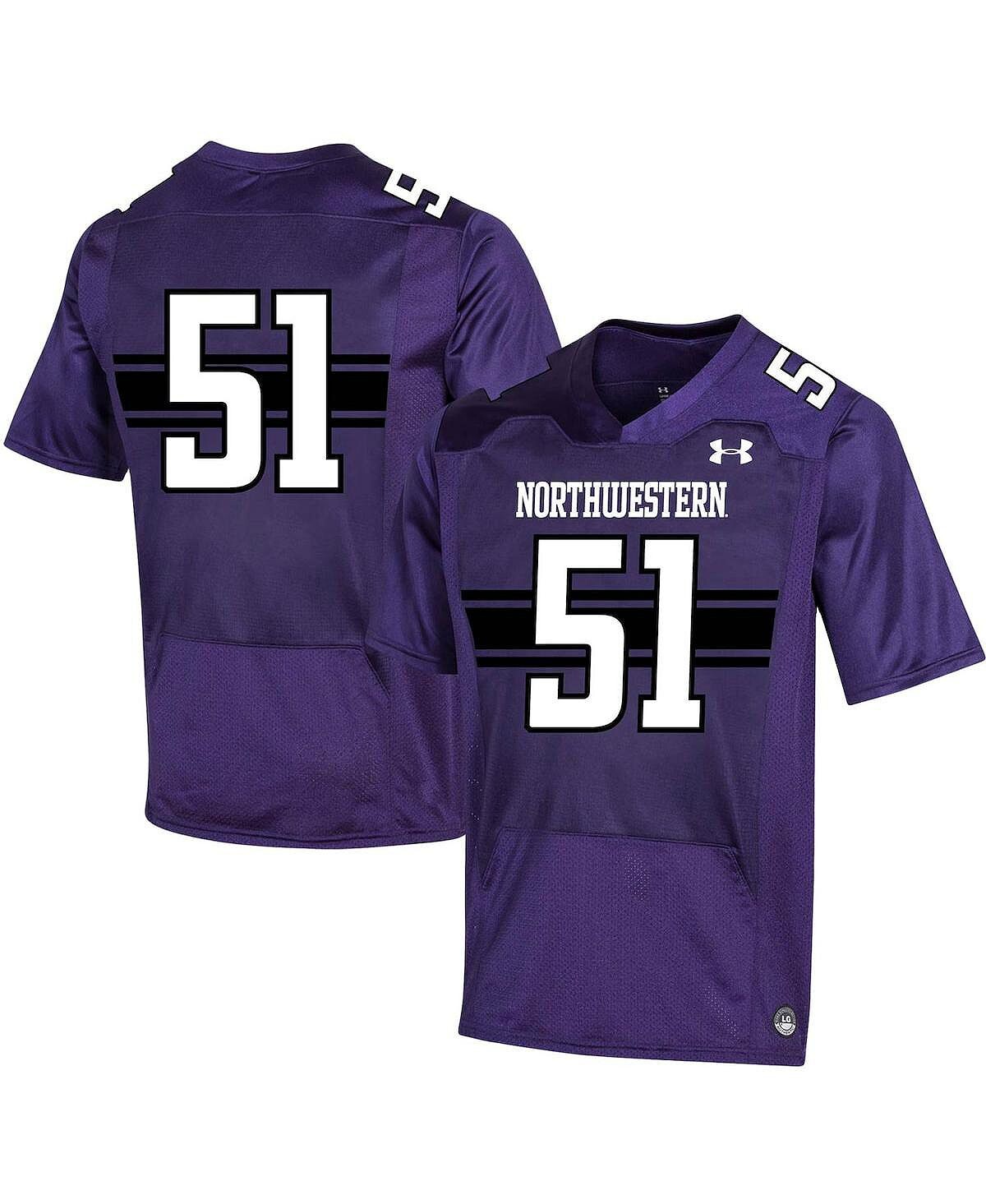 

Мужское # 51 фиолетовое футбольное джерси northwestern wildcats replica Under Armour, фиолетовый