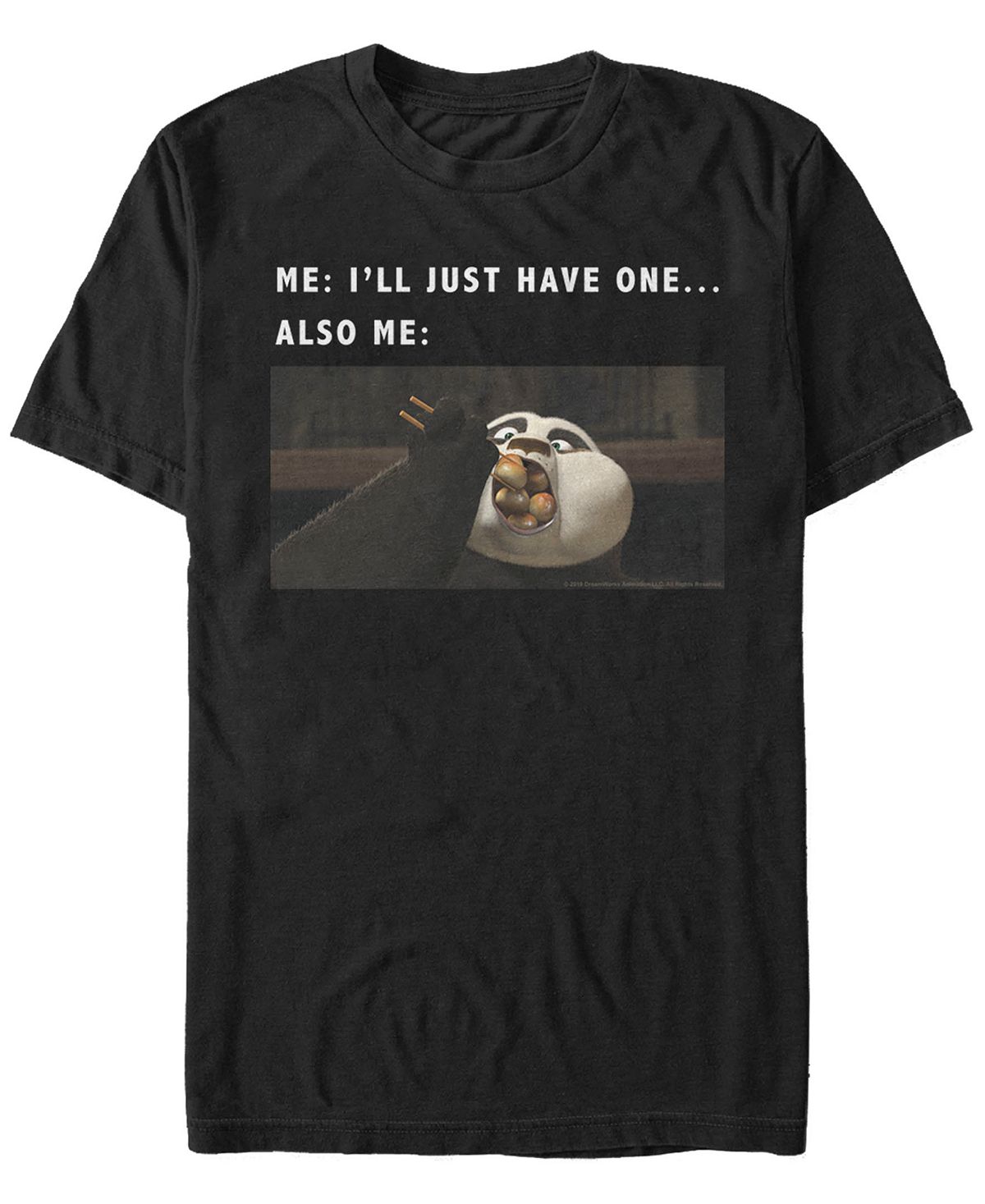 Мужская футболка с коротким рукавом kung fu panda po funny hungry meme Fifth Sun, черный