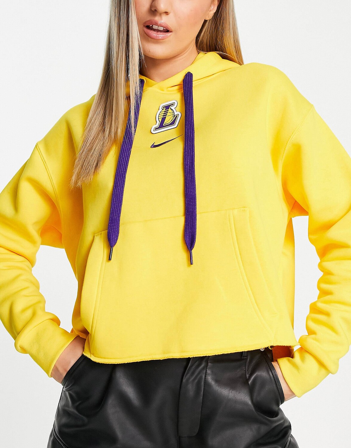 

Желтая укороченная худи Nike Basketball NBA LA Lakers