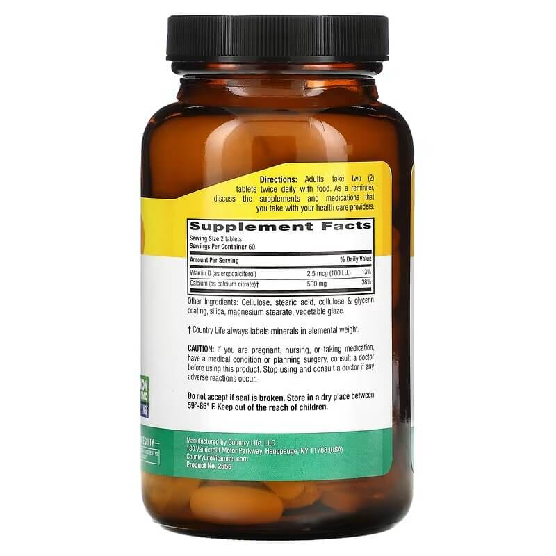 country life кверцетин с витамином Цитрат кальция с витамином D Country Life, 120 таблеток