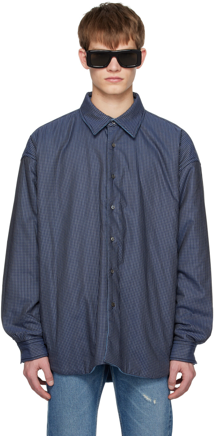 

Синяя двусторонняя рубашка Tattersall Acne Studios