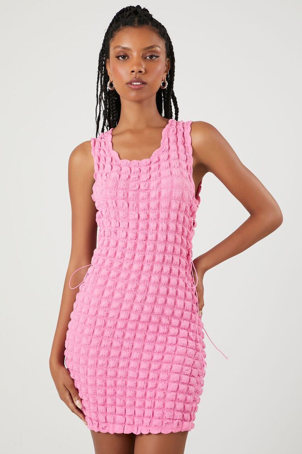 

Стеганое мини-платье с вырезом Forever 21, розовый
