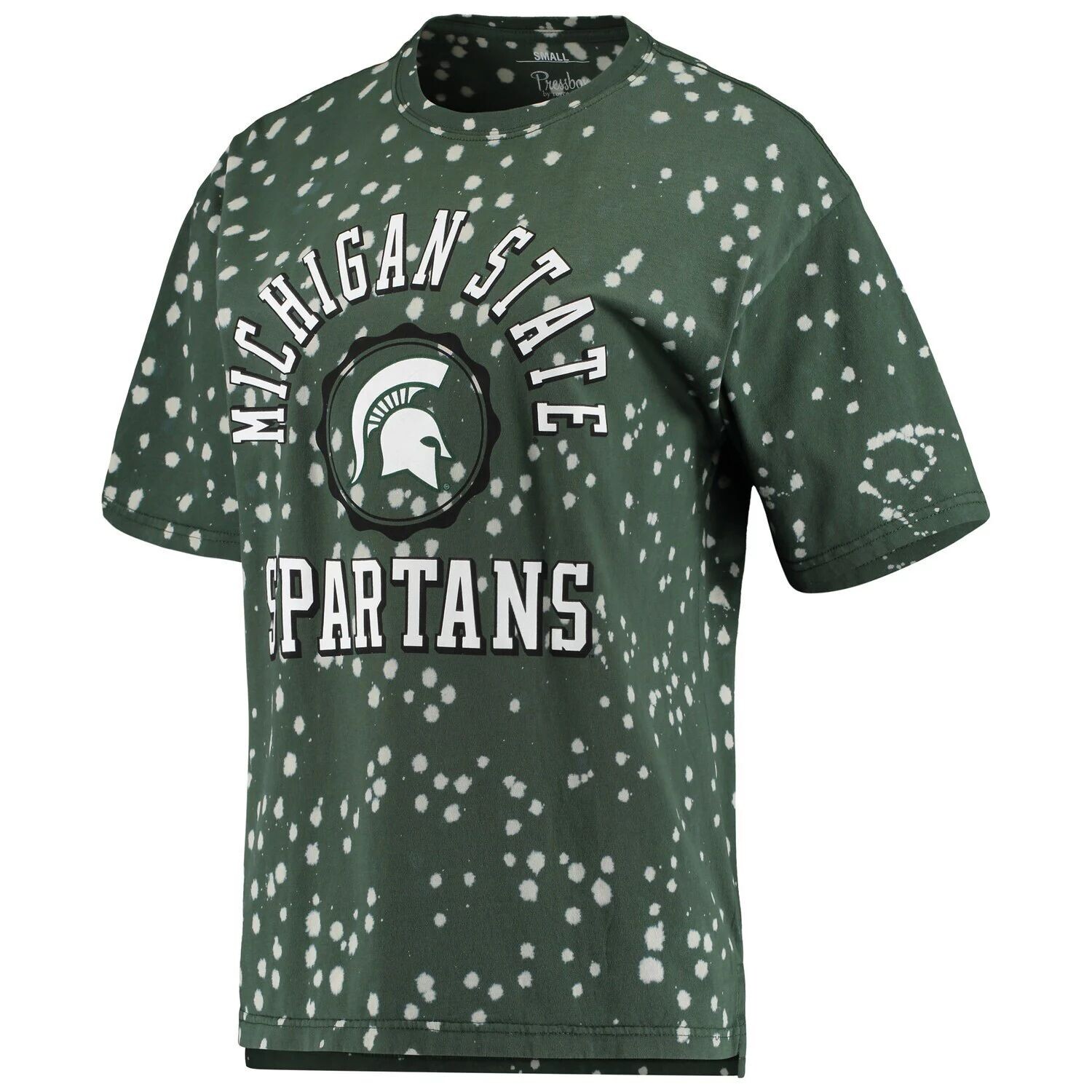 

Зеленая женская футболка для прессы с надписью Michigan State Spartans Bishop Bleach Wash